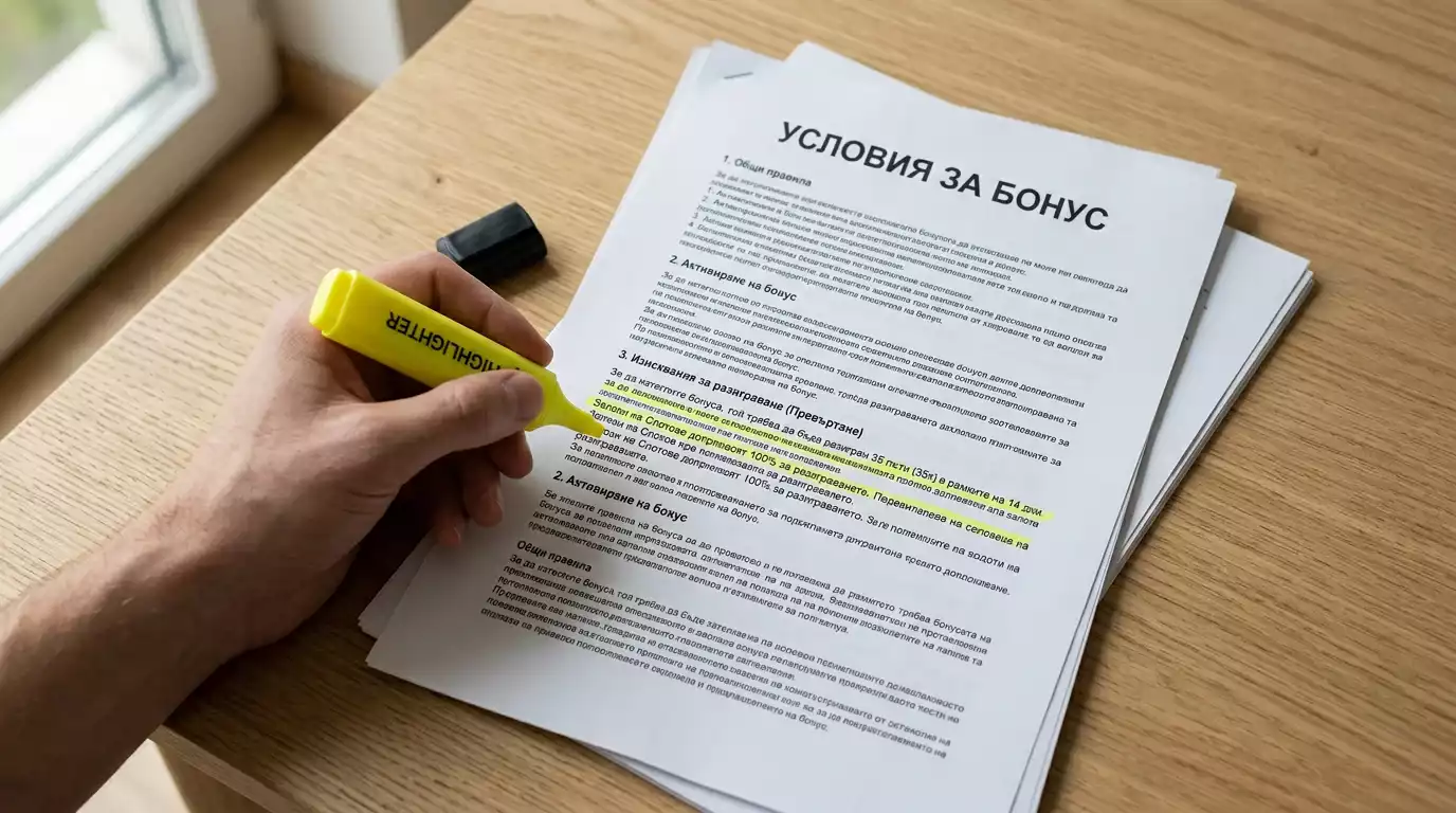 Документ с условията на бонус оферта