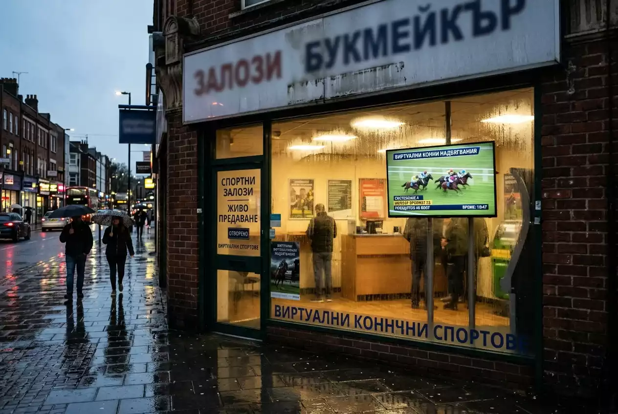 Витрина на британски букмейкърски магазин
