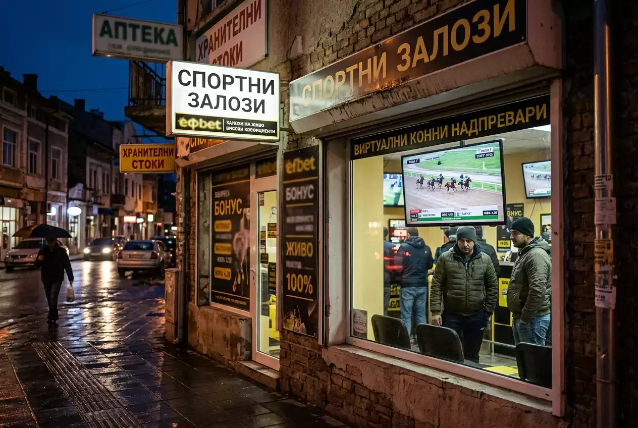 Витрина на малък български букмейкърски пункт